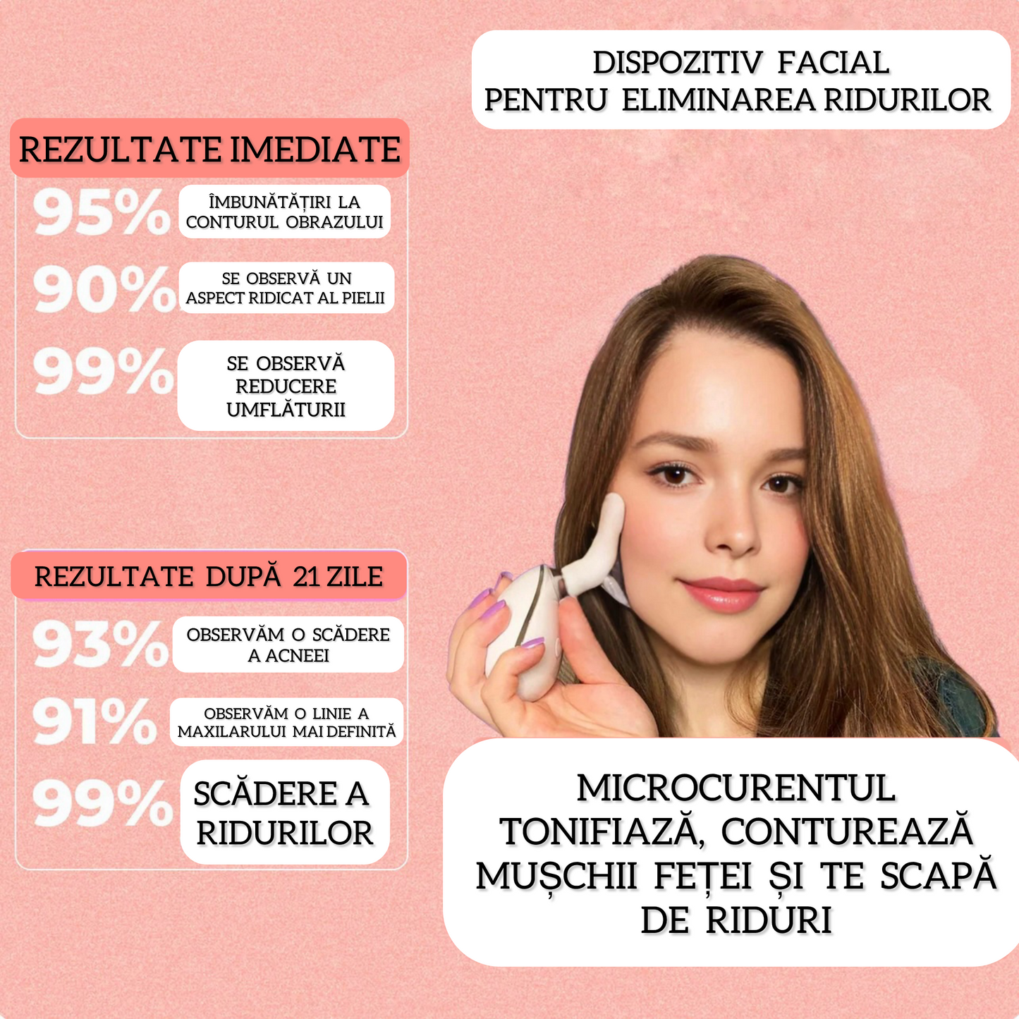 Dispozitiv facial pentru eliminarea ridurilor